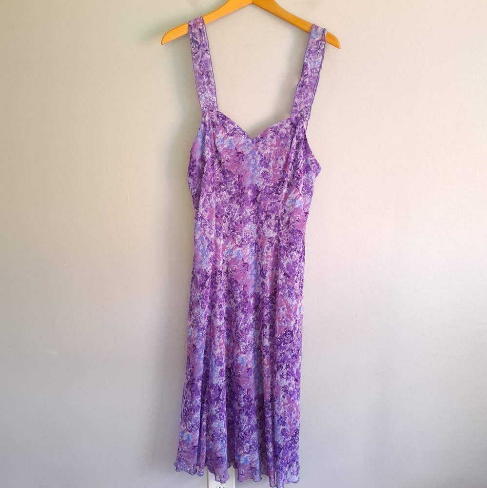 Connected Purple Floral Flowy Dress